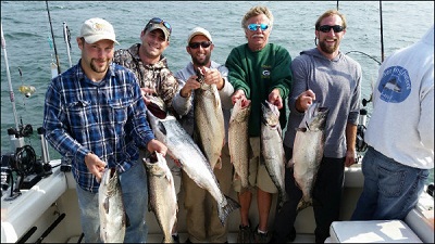 Birthday party fishing trip in Milwaukee on Lake Michigan