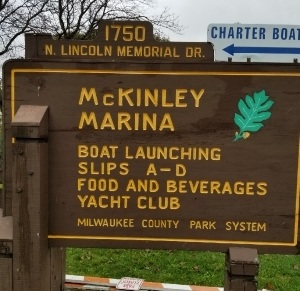 Sign to Look for to Find McKinley Marina in Milwaukee